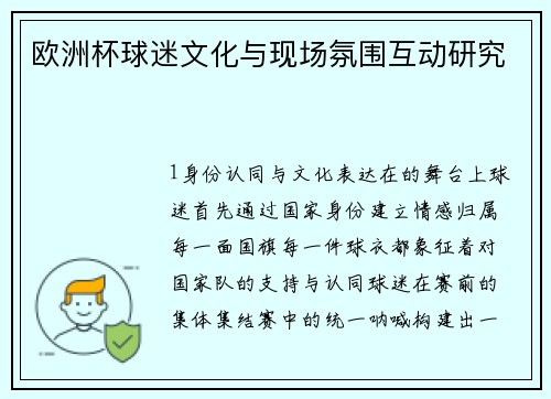 欧洲杯球迷文化与现场氛围互动研究